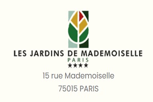 L’un des meilleurs hôtels avec piscine chauffée à Paris est Les Jardins de Mademoiselle, logo